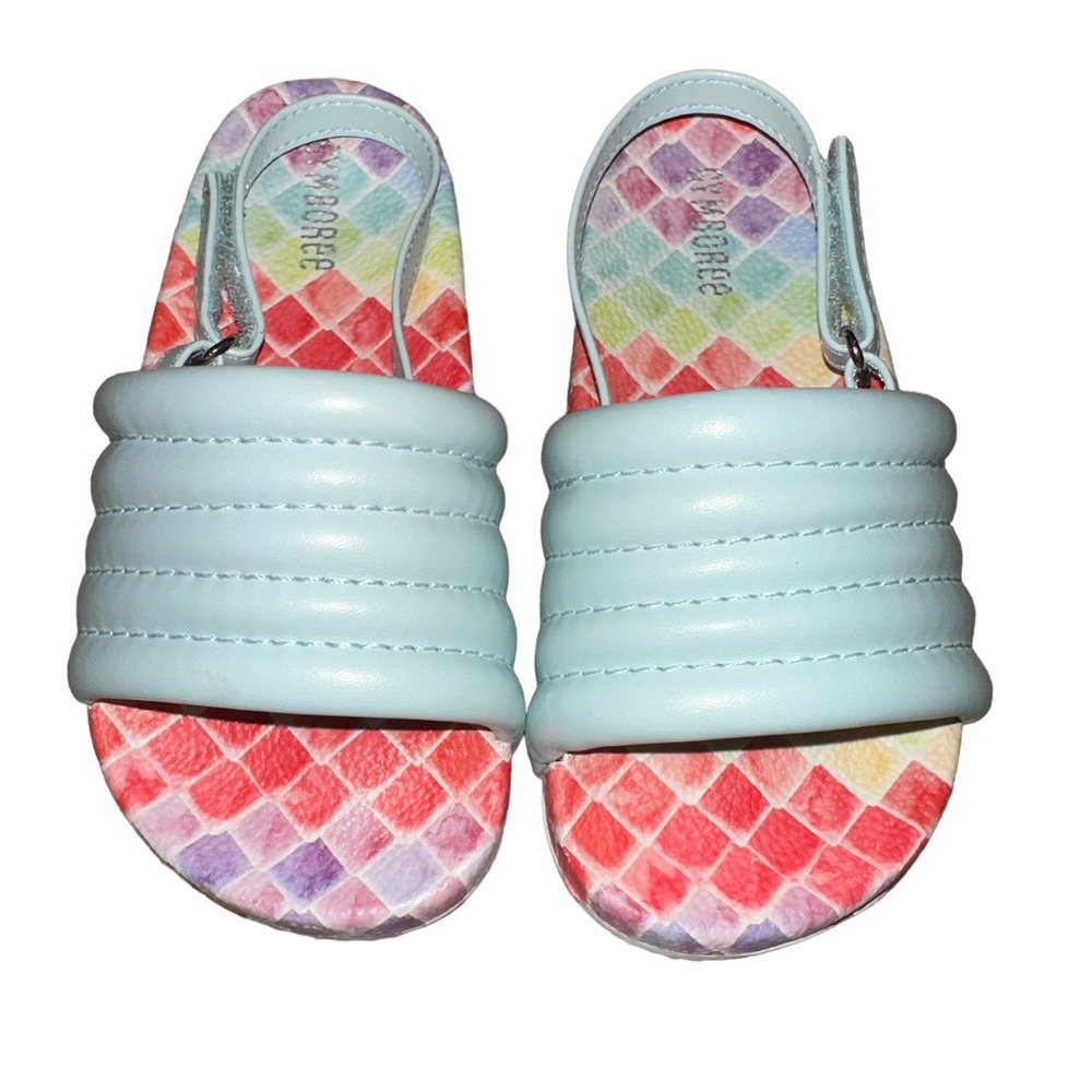 Gymboree Blue Mermaid Tail Rainbow Sandals 8 NWOT